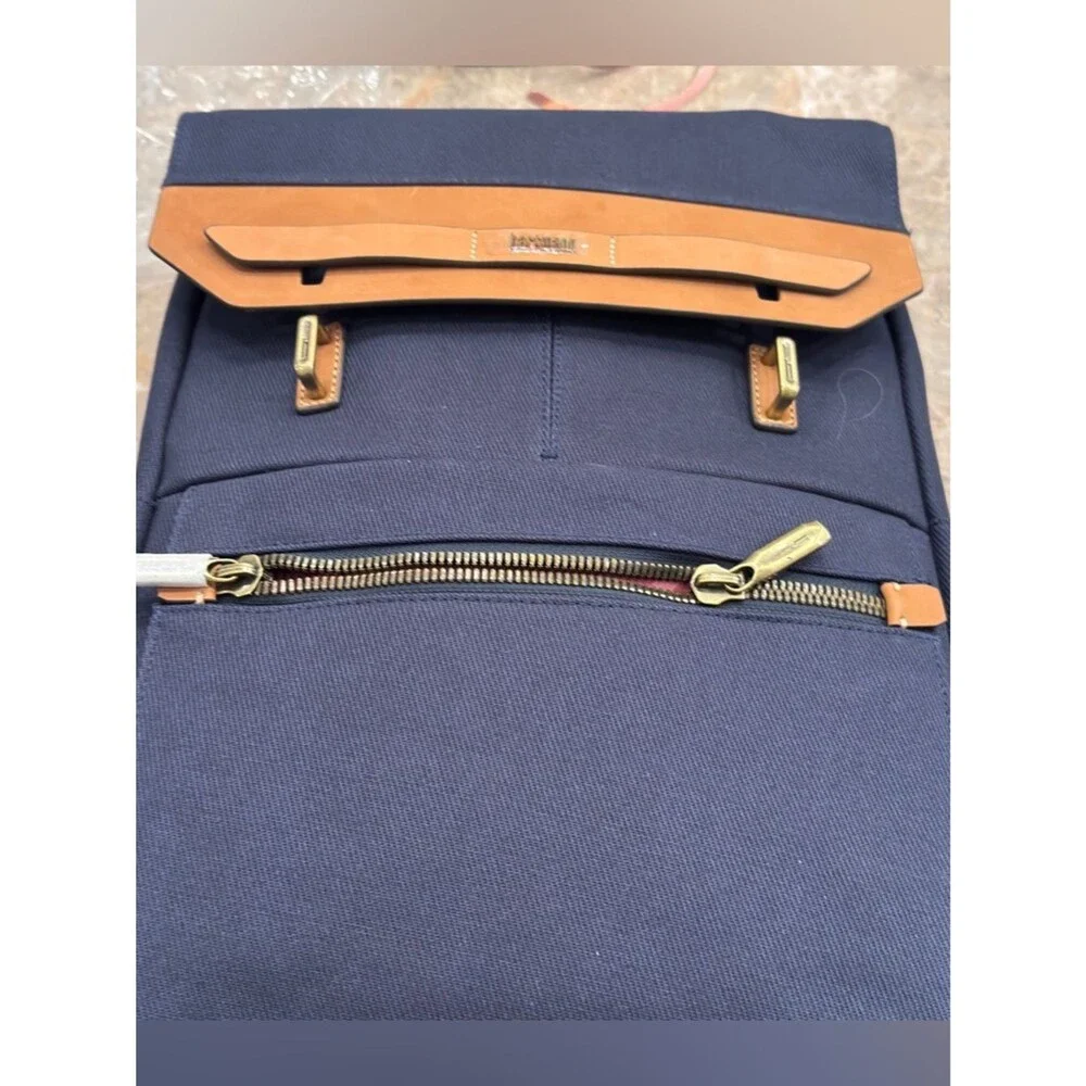 Hartmann Classic Navy Canvas Backpack  Trim Classic Navy Canvas Tan Leather Trim